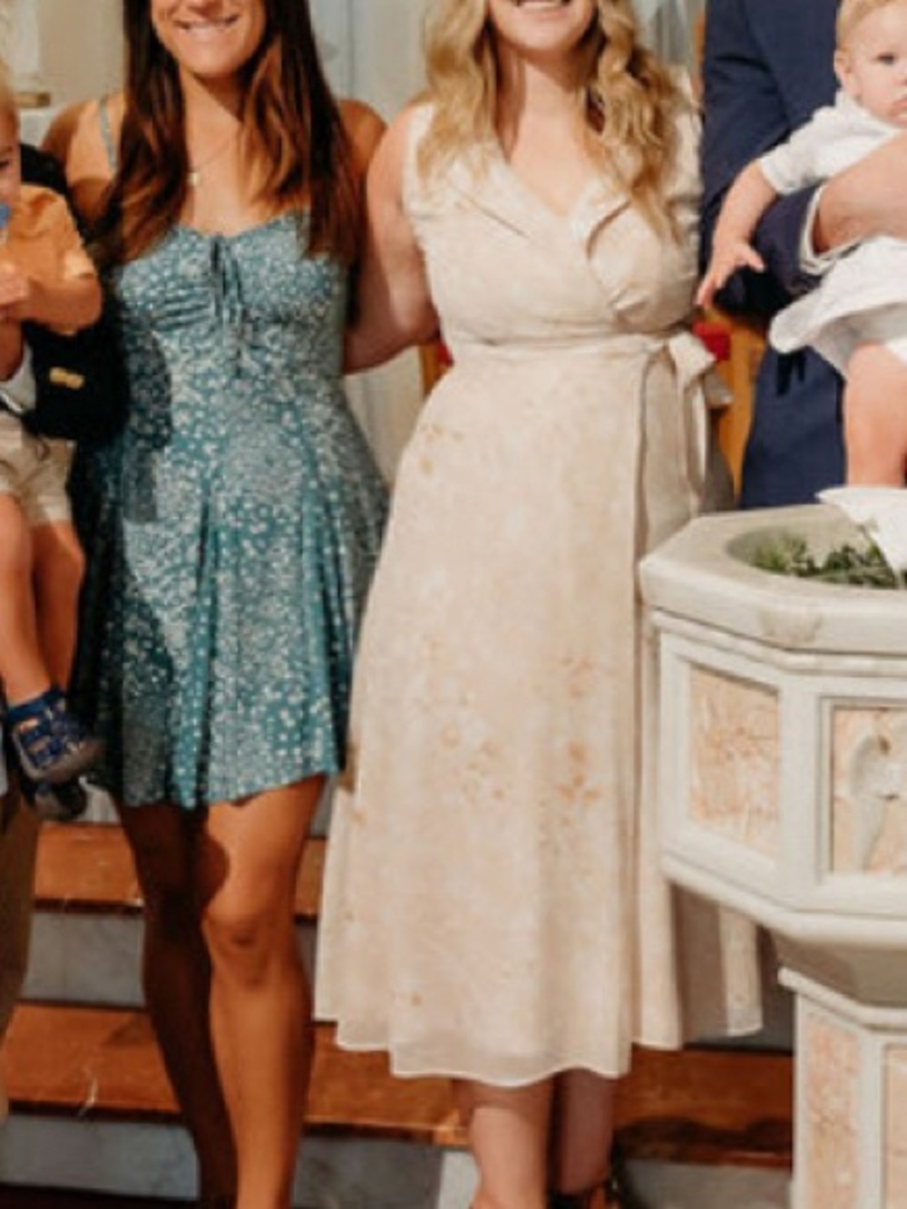Tan Faux Wrap Dress